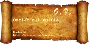 Oszlányi Vulfia névjegykártya